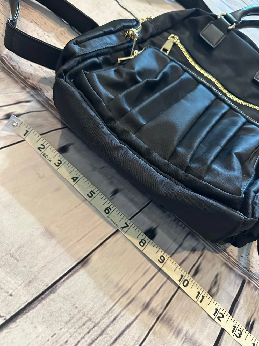 Classic Black Nylon Backpack with Gold Hardware - Women Bags